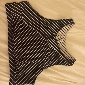 Athleta high neck reversible navy/white swim top. Pads included